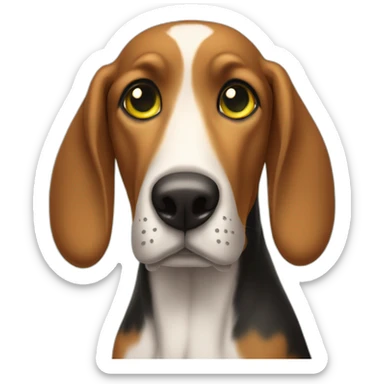 hound dog with small blaze on forehead and yellow green eyes  sticker