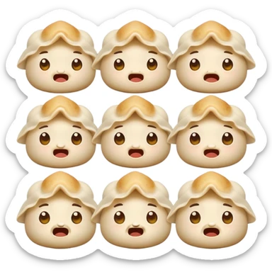 dumplings with facial expressions sticker