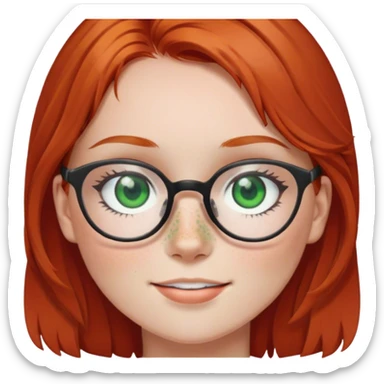 Red head 20 year old female with glasses and green eyes sticker
