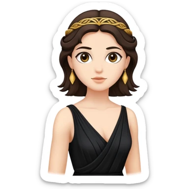 Brunette greek goddess in black dress sticker