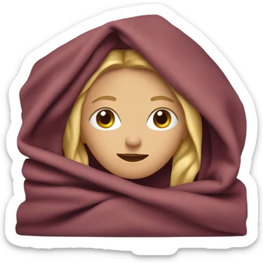 Blonde lady wrapped with a burgundy blanket  sticker