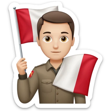 ultra realistic polish man with two-colored poland flag sticker