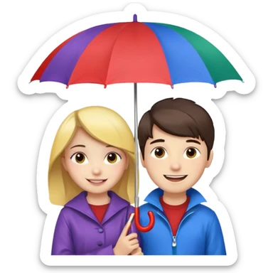Girl boy umbrella sticker