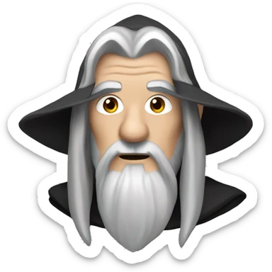 gandalf with black cloak and black hair sticker