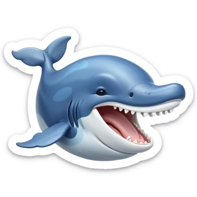 Cinematic Cute Yawning Humpback Whale Portrait Emoji, Head tilted slightly with a dramatic, wide-open yawn, showcasing a massive yet gentle blue-gray body with gently rippling baleen plates and sleepy, half-closed eyes, Simplified yet irresistibly adorable features, highly detailed, glowing with a soft, cozy marine glow, high shine, relaxed yet expressive, stylized with a dash of whimsical deep-sea charm, soft glowing outline, capturing the essence of a drowsy yet affectionate humpback whale that appears ready to drift into a deep-sea slumber! sticker