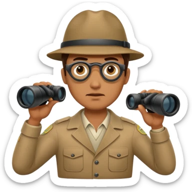 man with binoculars sticker