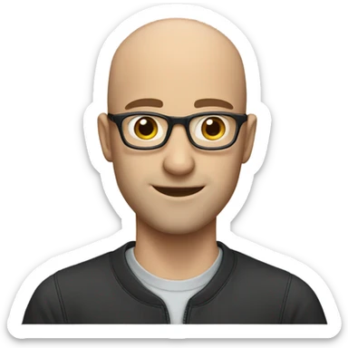 A young man with baldness, a short beard and glasses sticker