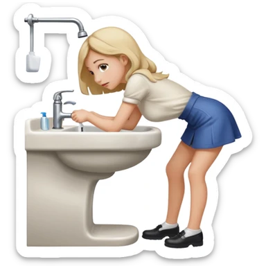 Girl bent over bathroom sink sticker