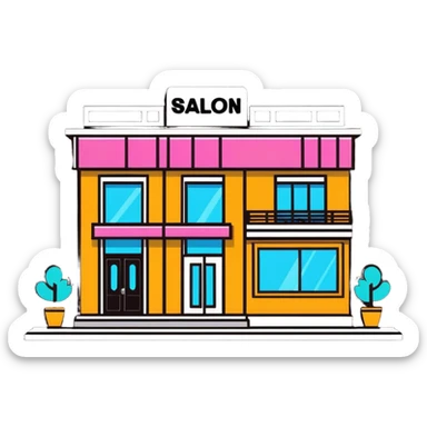 partly pink stylish beauty salon building sticker