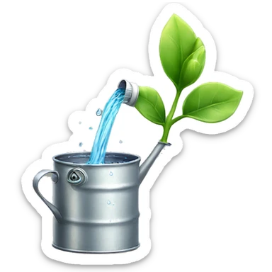 water can watering a small sprout sticker