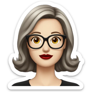 Caucasian-Mum-woman-goth-brown-hair-standing-wearing-glasses-red-lipstick-plus-size sticker