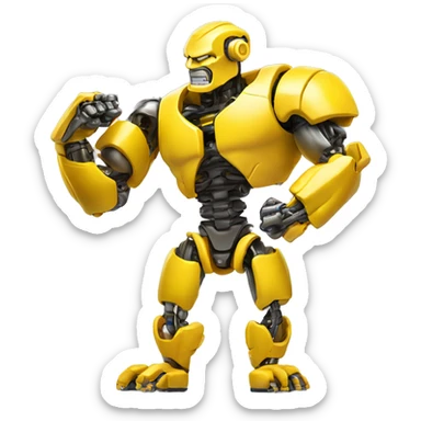 Yellow mechanical cyborg bicep that’s flexing sticker