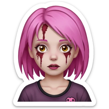 Zumbi girl with Pink hair and brown eyes sticker