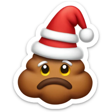 Poop wearing Christmas hat  sticker