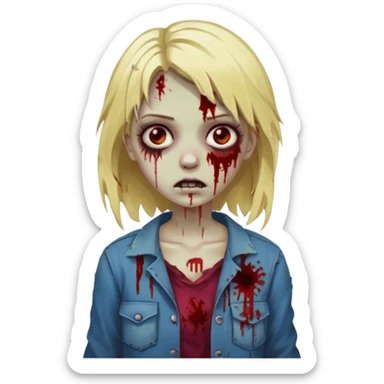 girl zombie with blonde hair sticker