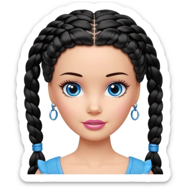 Barbie with black braided hair and blue eyes sticker