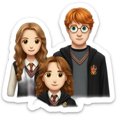 harry potter with hermoine granger and ron weasley sticker