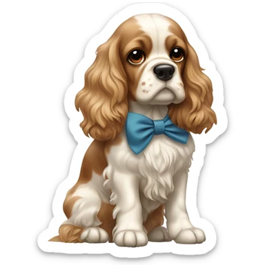 Cocker spaniel with jabot and bow sticker