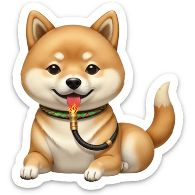 shiba inu smoking hookah sticker