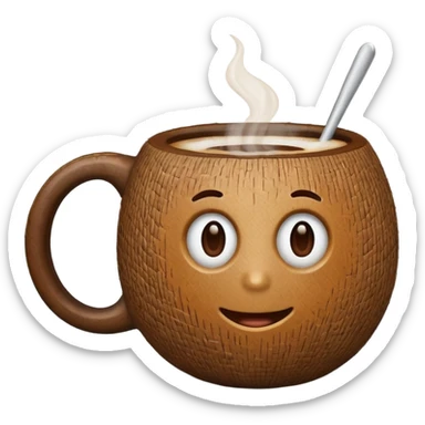 Coconut shaped coffee mug sticker