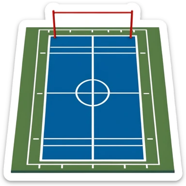 
American football goal field in blue (#00A3E0) and red (#F9423A)  sticker