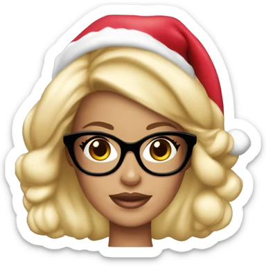 Blonde Barbie wearing black glasses and santa hat  sticker