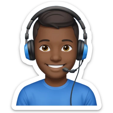 black streamer with blue gaming head set sticker