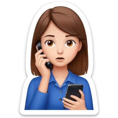 girl with a lot of phone calls and work sticker