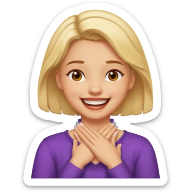 A girl with her hands crossed on her neck laughing sticker
