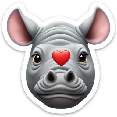 Rhino with hearts around him  sticker