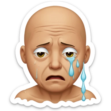 bald ugly man crying emoji with snot sticker