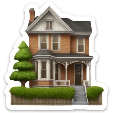 Victorian cedar siding house with a tree in the front sticker