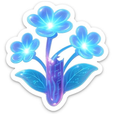 futuristic glowing flowers in a flower fantasy sticker