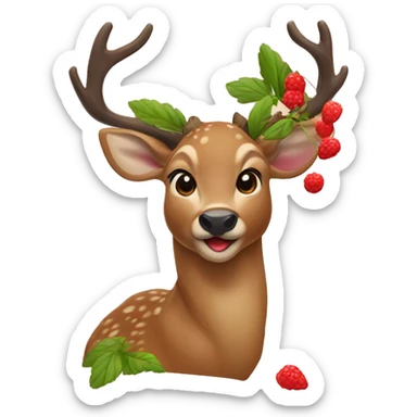 Deer eating berries sticker