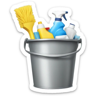Cleaning supplies in a bucket sticker