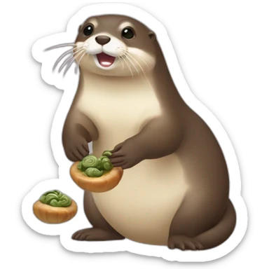 Loutre qui mange un escargot sticker