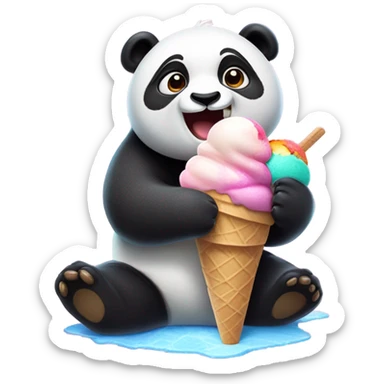 Panda eating ice cream sticker