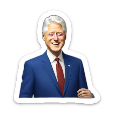 bill clinton in front of huge rainbow flag sticker