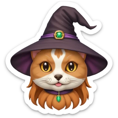 cat/dog combined with cute witch hat sticker