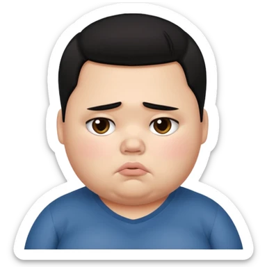 a fat pretty bratz boy with black hair looking sad sticker