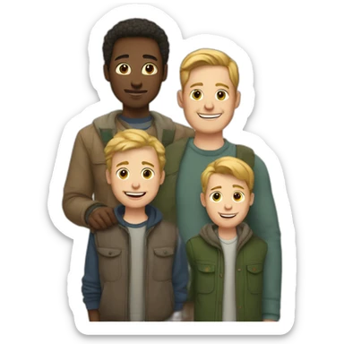 family of three white-skinned men with one son sticker