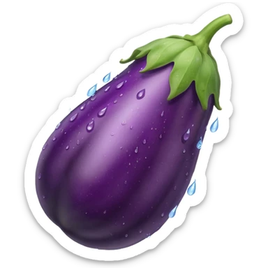 Combine an egg plant with the water drops emoji sticker
