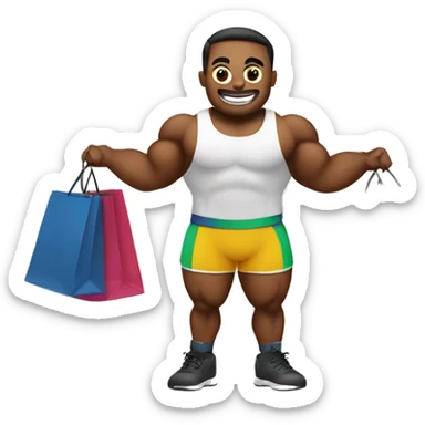 buff weightlifter holding shopping bags sticker