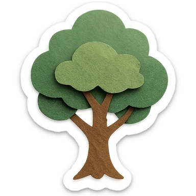 tree with layered leaves in paper-craft style sticker