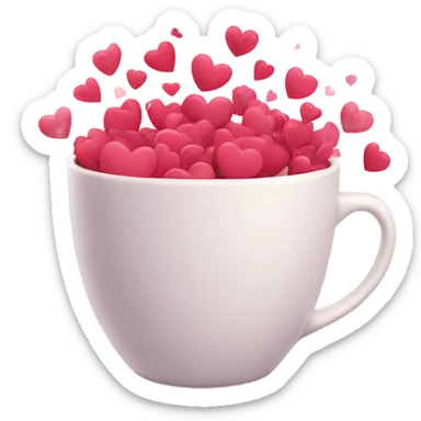Cup overflowing with hearts sticker