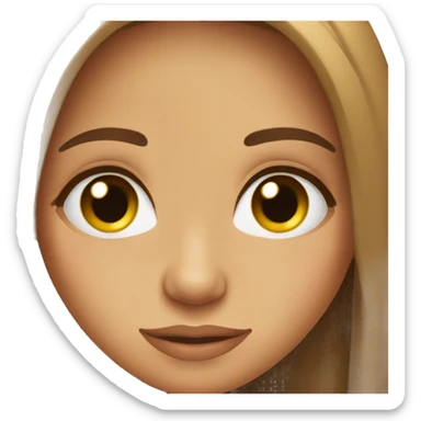 Tan girl, hazel eyes, long straight brown hair sticker