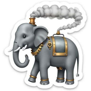 Steam Elephant full body  were a smoke is coming out of it  sticker