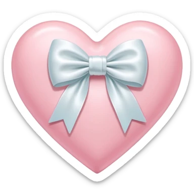 Pastel pink heart with white bow sticker