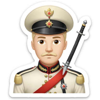 White Army Cossack cavalry soldier with traditional uniform and sabre from 1920s Russian Civil War sticker