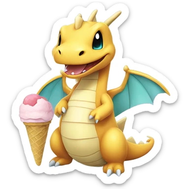Pokemon dragonite with ice cream sticker